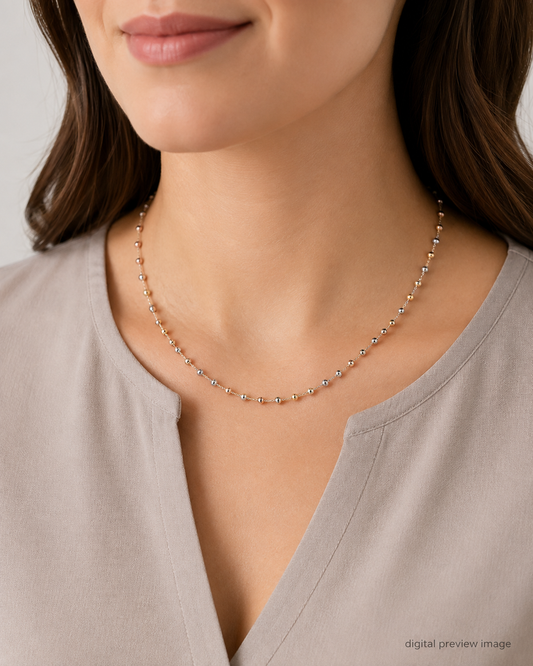 14K Tri-Color Gold Bolo Style Bead Chain