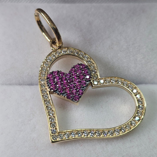 Corazón 14k Oro Cubic Zirconia