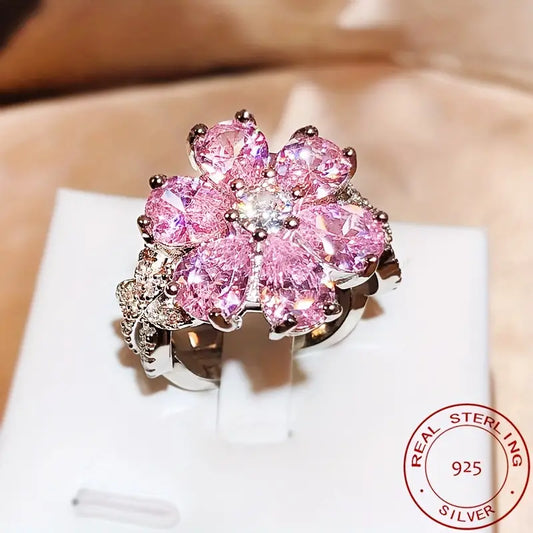 Anillos de plata 925 para mujer, temperamento deslumbrante