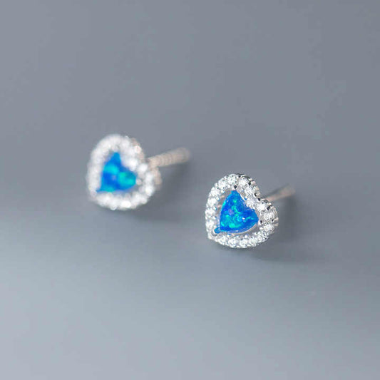 Zirconia cúbica joyería fina pendientes de joyería 925 plata esterlina chapado en oro corazón ópalo pendientes