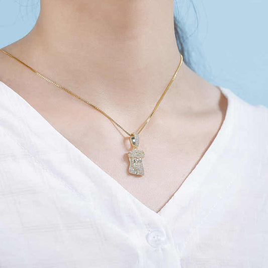 colgante de Jesús de cabeza Plata de Ley 925, Zirconia cúbica completa