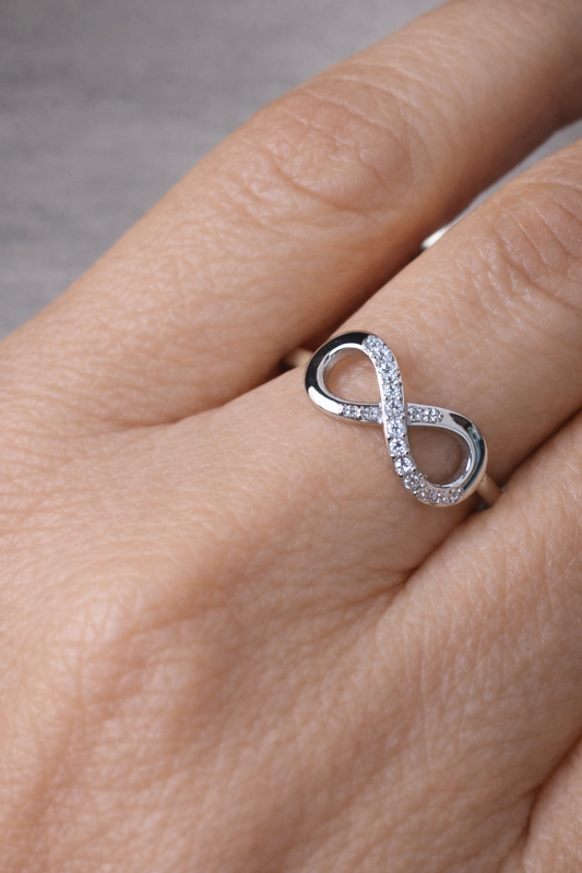 Silver 925 Rhodium Plated Infinity CZ Ring