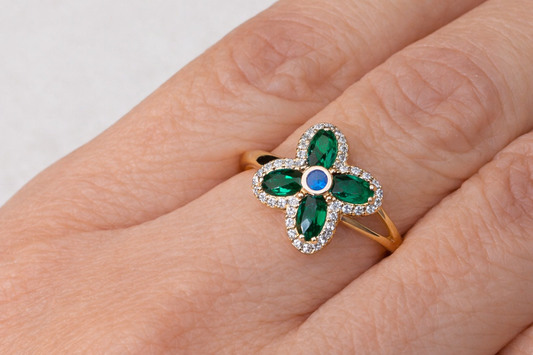 14K Gold Green Stone Ring - Anillo Oro 14k Piedra Verde #8