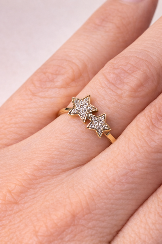 14K Gold Stars Ring - Anillo con estrellas 14k