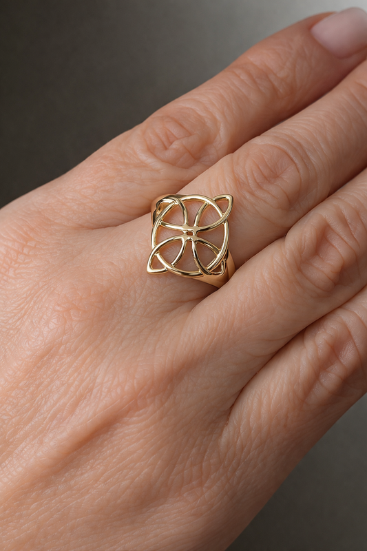 14K Gold Witche's Knot Italian Gold Ring - Anillo Nudo 14k Oro Italiano #9