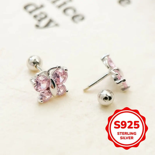 Lindos Pendientes de Caracol y Mariposa de Plata Pura 925 con Circonita Sintética