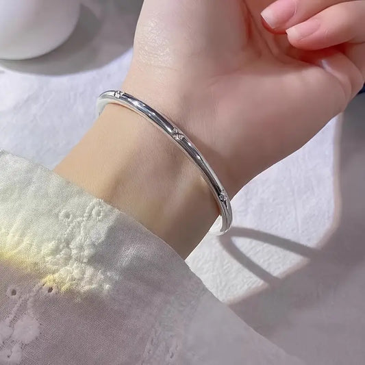 Pulsera de Plata Esterlina 999 para Mujeres, Estilo Mono y Sencillo