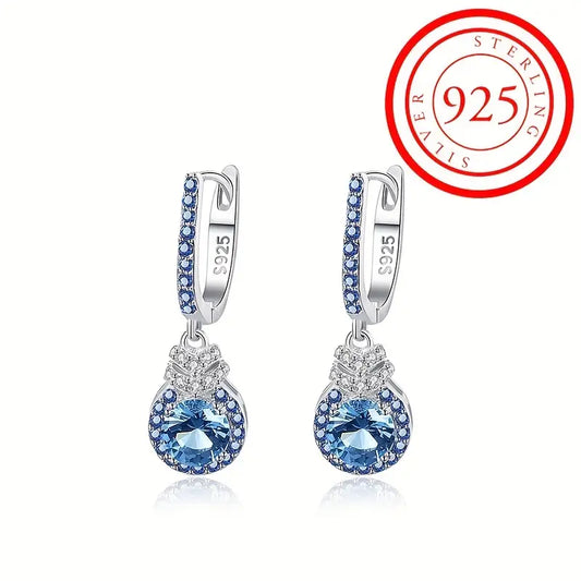 Pendientes de circonita de lujo ligero de nuevo estilo de plata S925, elegantes