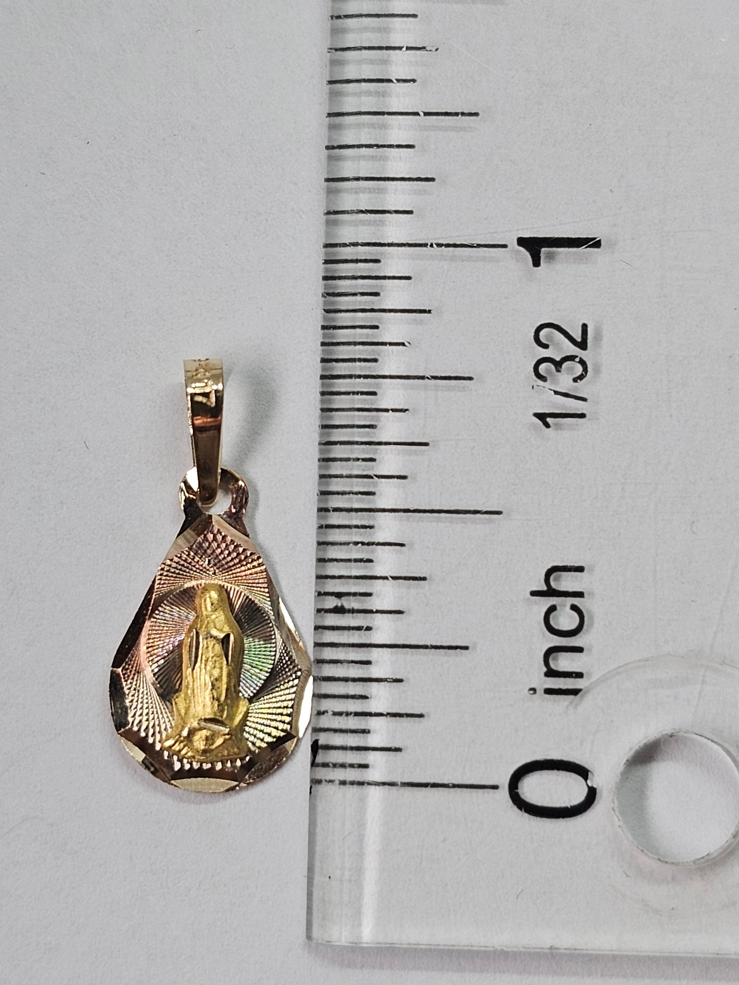 14K Gold Virgin Mary Tear-Drop Pendant - Dige Gotita Virgen de Guadalupe 14K