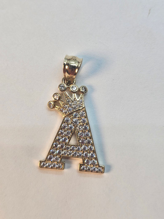 Letter 'A' Pendant 14k Gold - Dige Inicial 'A' Oro 14k CZ