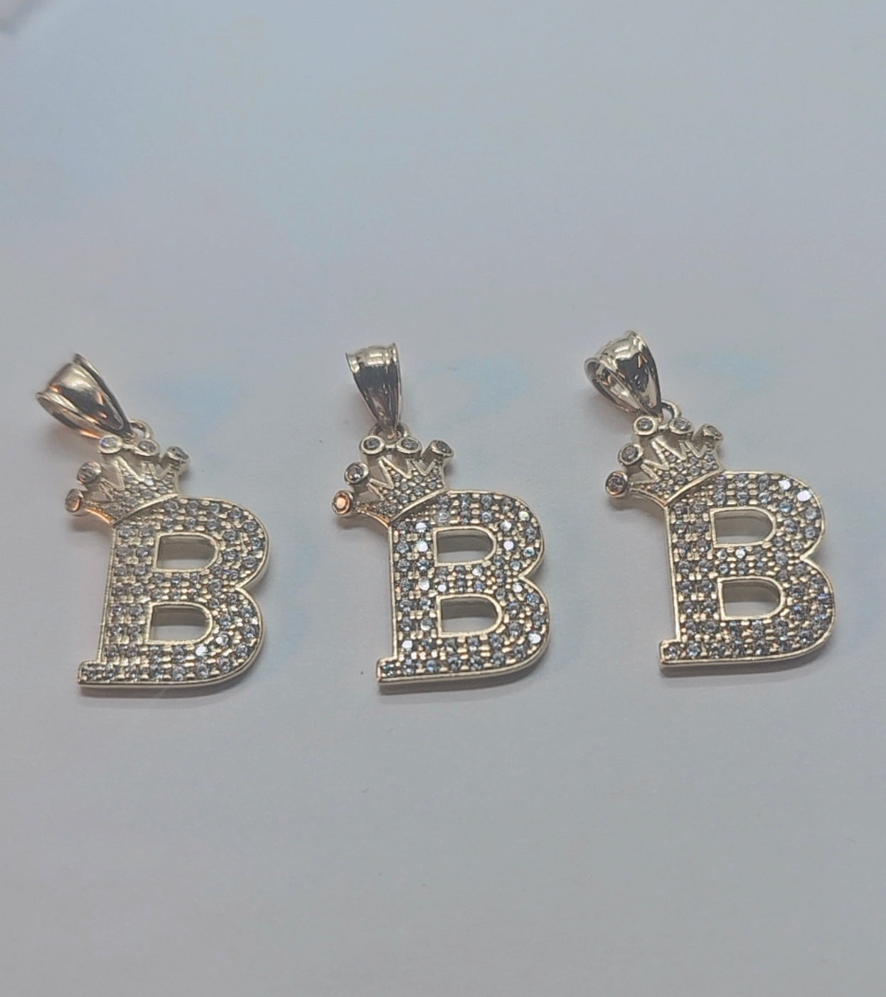 Letter 'B' Pendant 14k Gold - Dige Inicial 'B' Oro 14k CZ