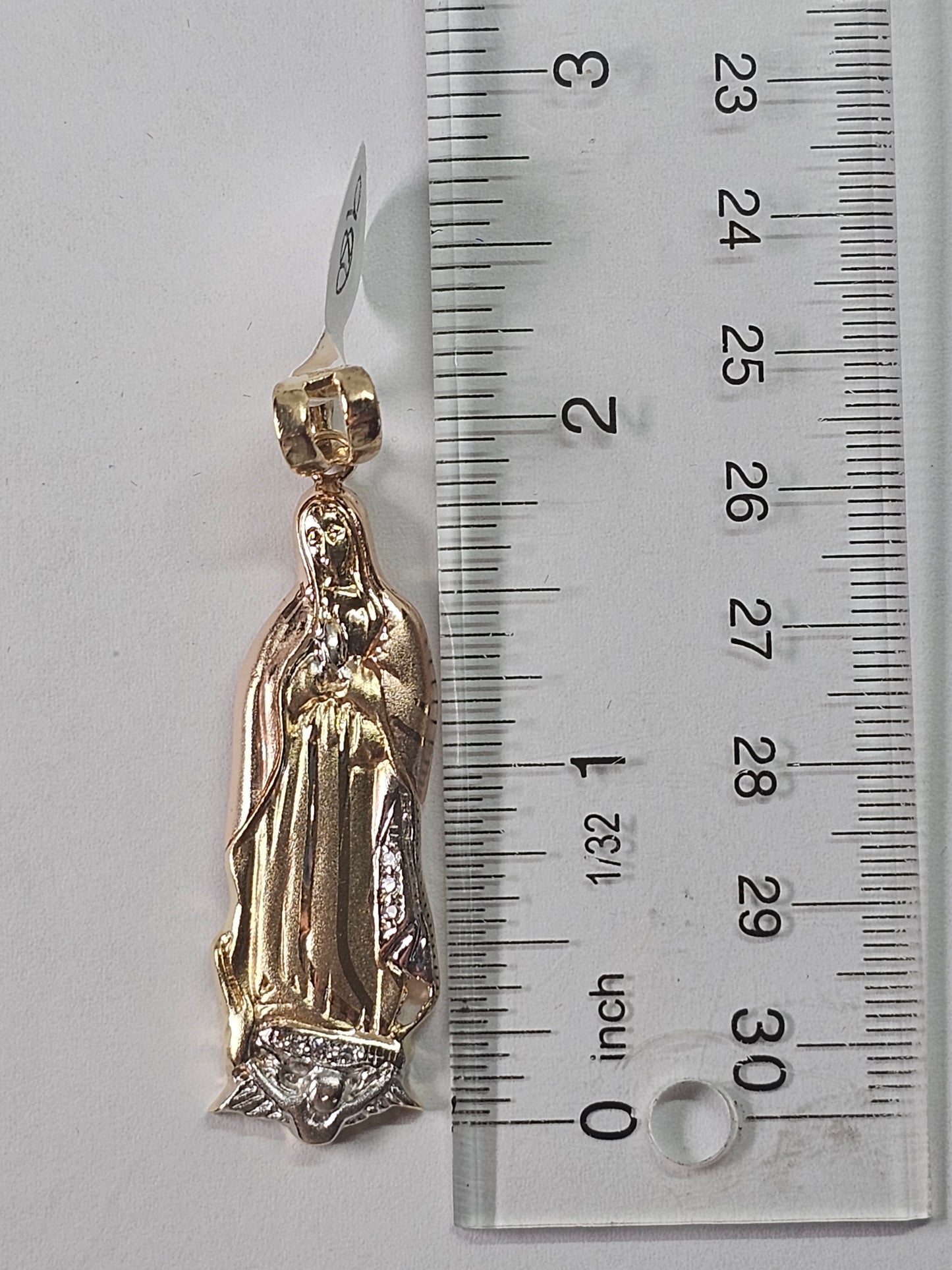 14K Gold Virgin Mary Pendant - Dige Virgen de Guadalupe 14K