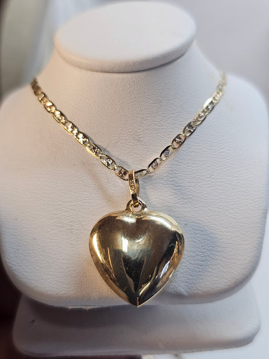 Dige de corazón y cadena 14k oro