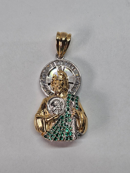 14K Gold Saint Jude Pendant - Dige San Judas Tadeo 14k