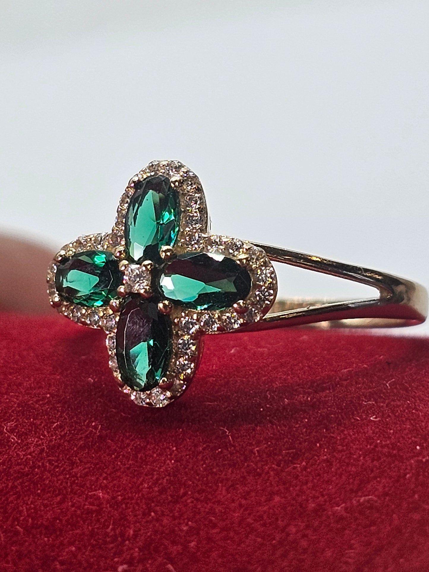 14K Gold Green Stone Ring - Anillo Oro 14k Piedra Verde #8