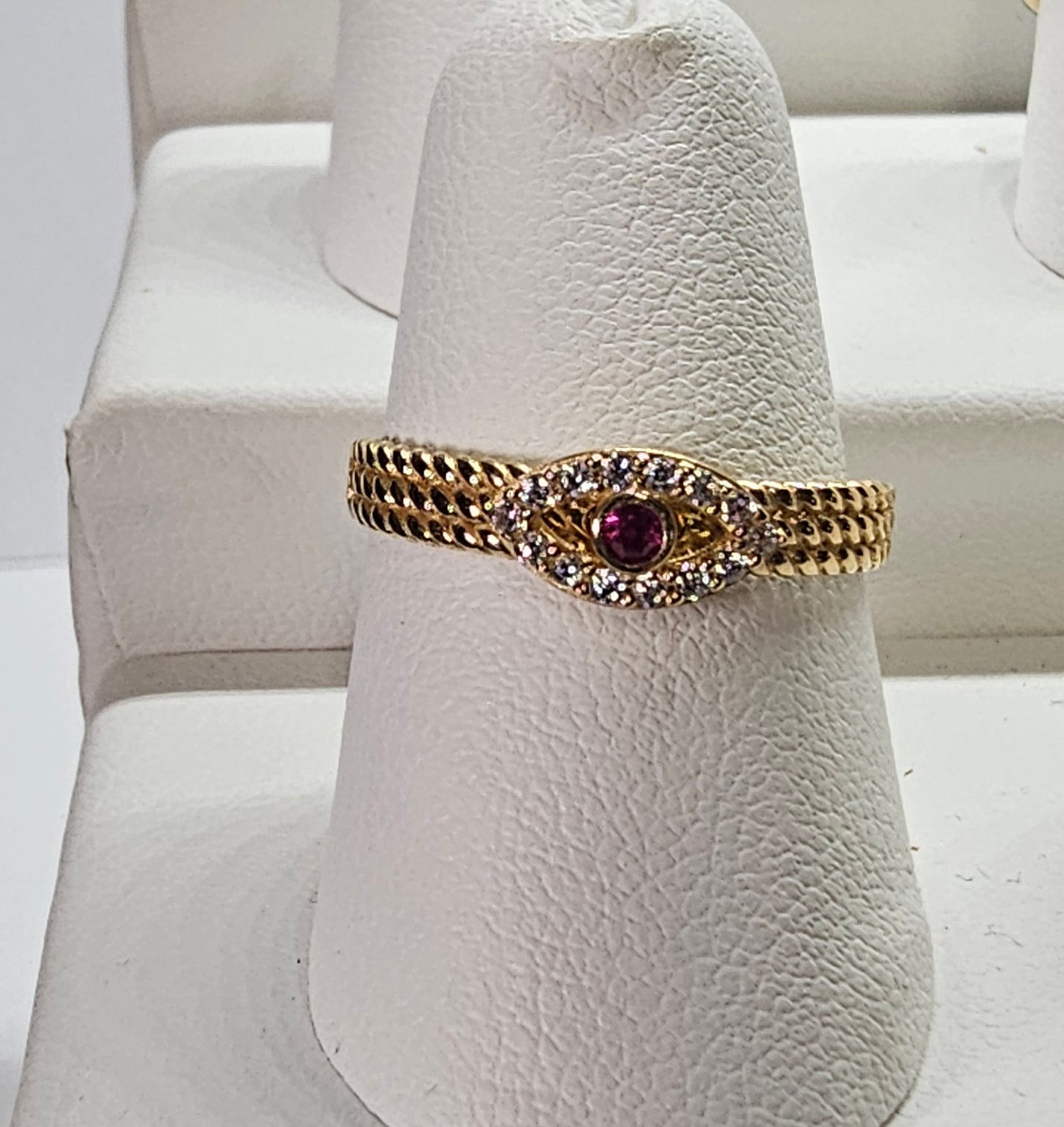 14K Gold Turkish Eye Ring - Anillo ojo turco de 14k