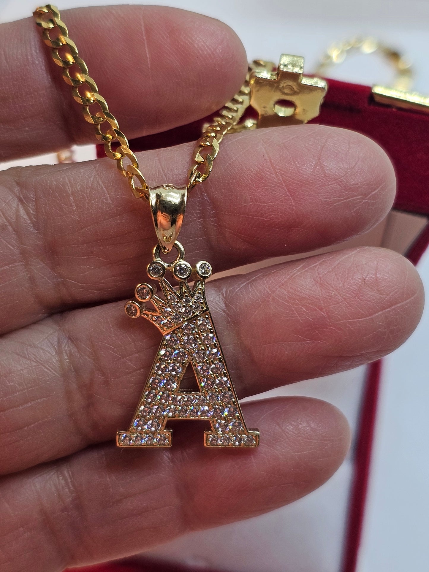 Letter 'A' Pendant 14k Gold - Dige Inicial 'A' Oro 14k CZ