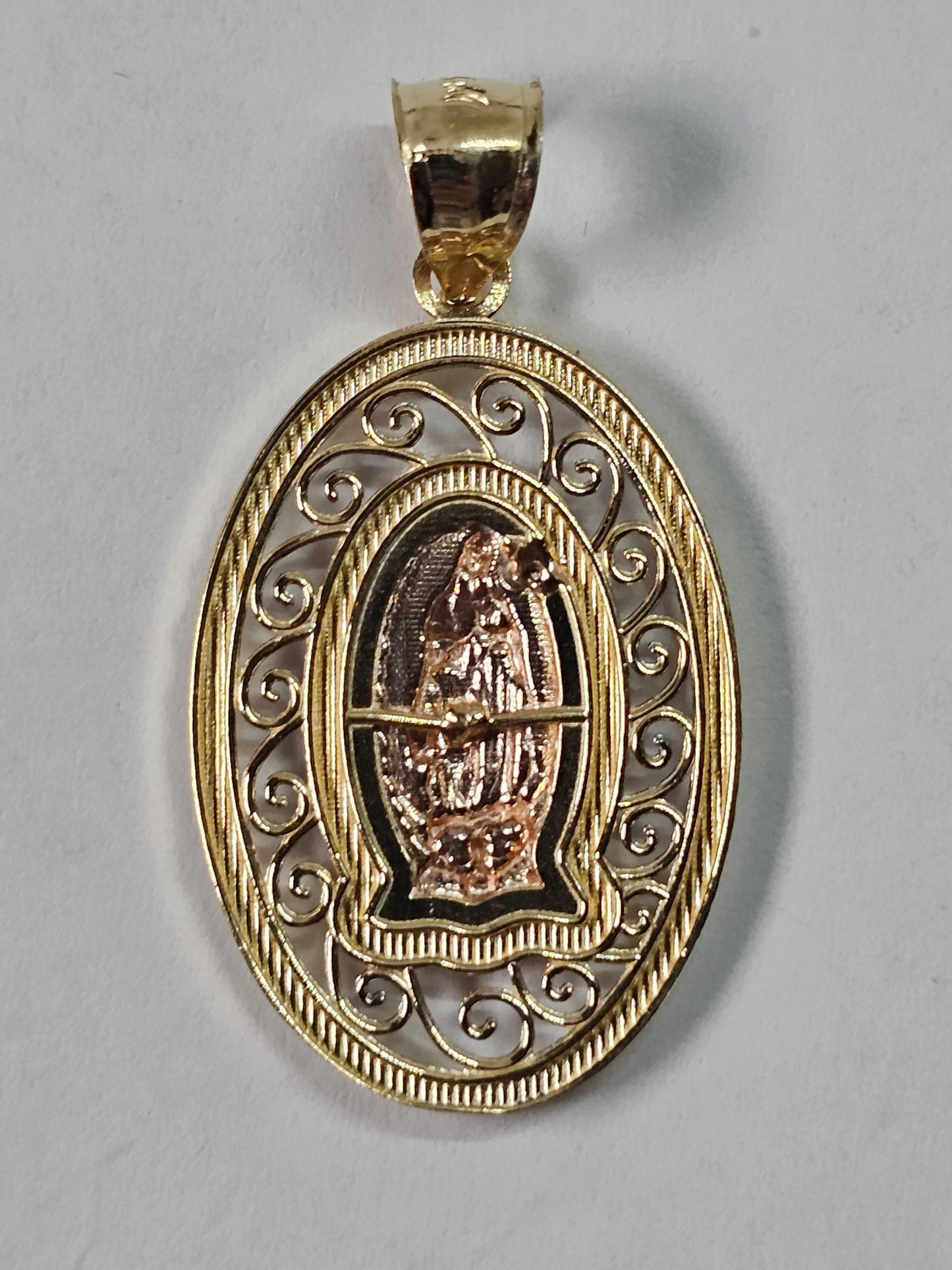 14K Gold Virgin Mary Pendant - Dige Virgen de Guadalupe 14K