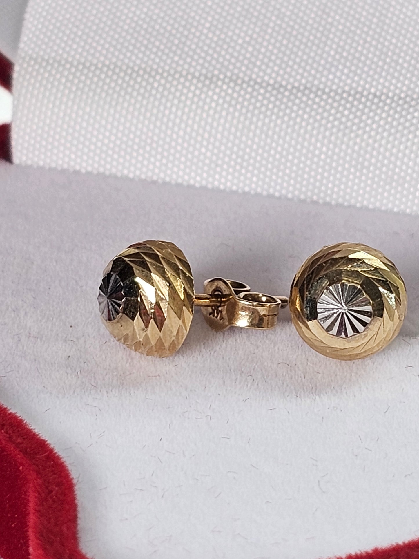 14K Gold Solid Round Earrings - Aretes de bolita solidos 14k