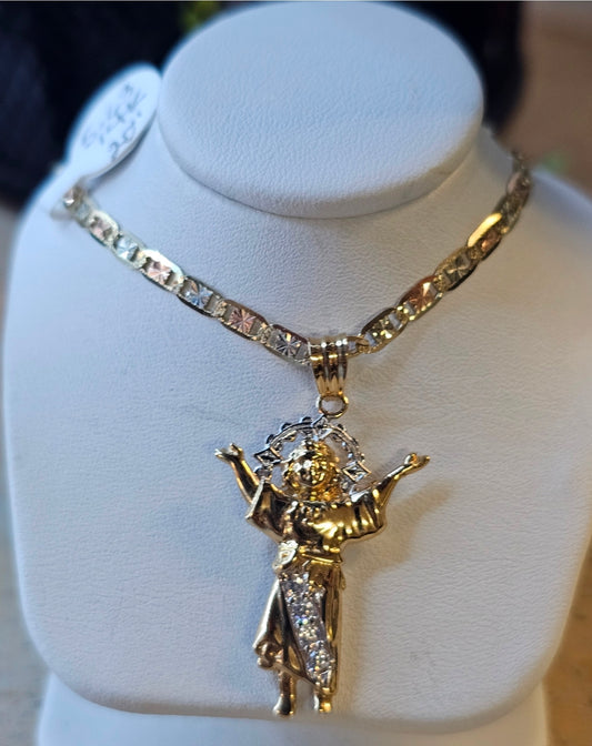 Dige niño Divino y cadena 14k oro