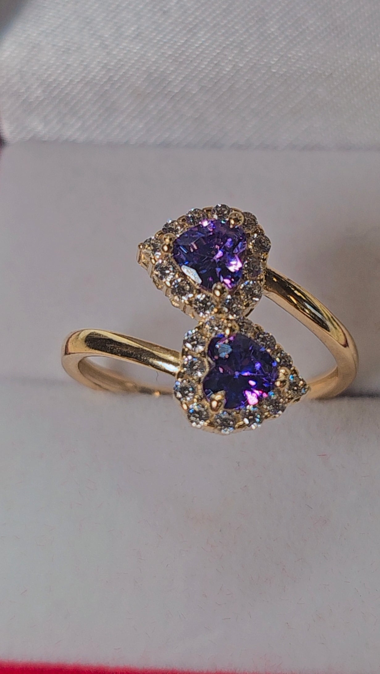 14K Gold Double Heart Ring - Anillo Doble Corazón Oro 14k #8