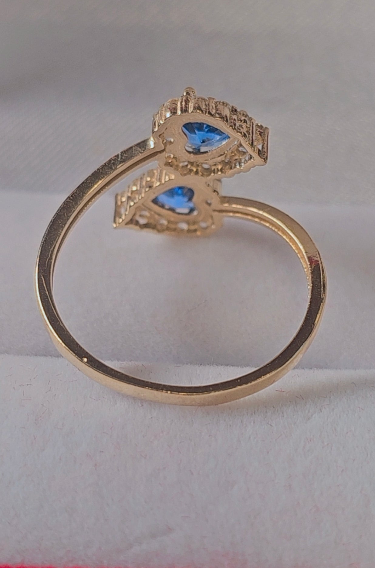 14K Gold Double Heart Ring - Anillo Doble Corazón Oro 14k #8.5