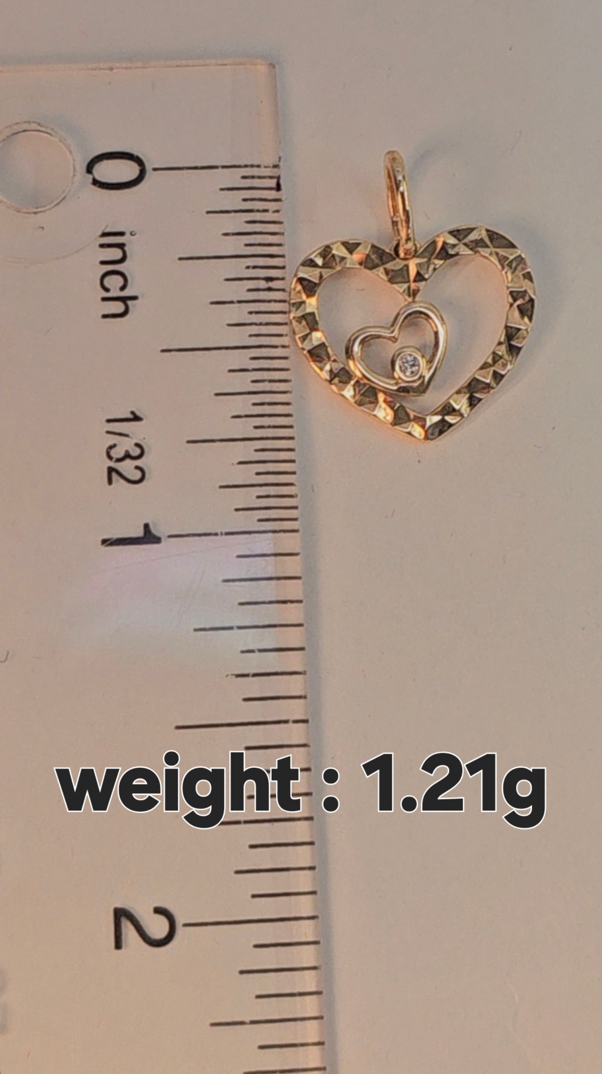 14K Gold Heart within a Heart Pendant - Dige de Corazón clasico en Oro Solido 14K