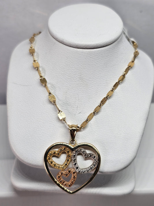 Set cadena Dige corazon 14k oro