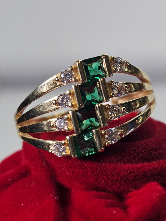 Anillo 4 bandas 14k solido