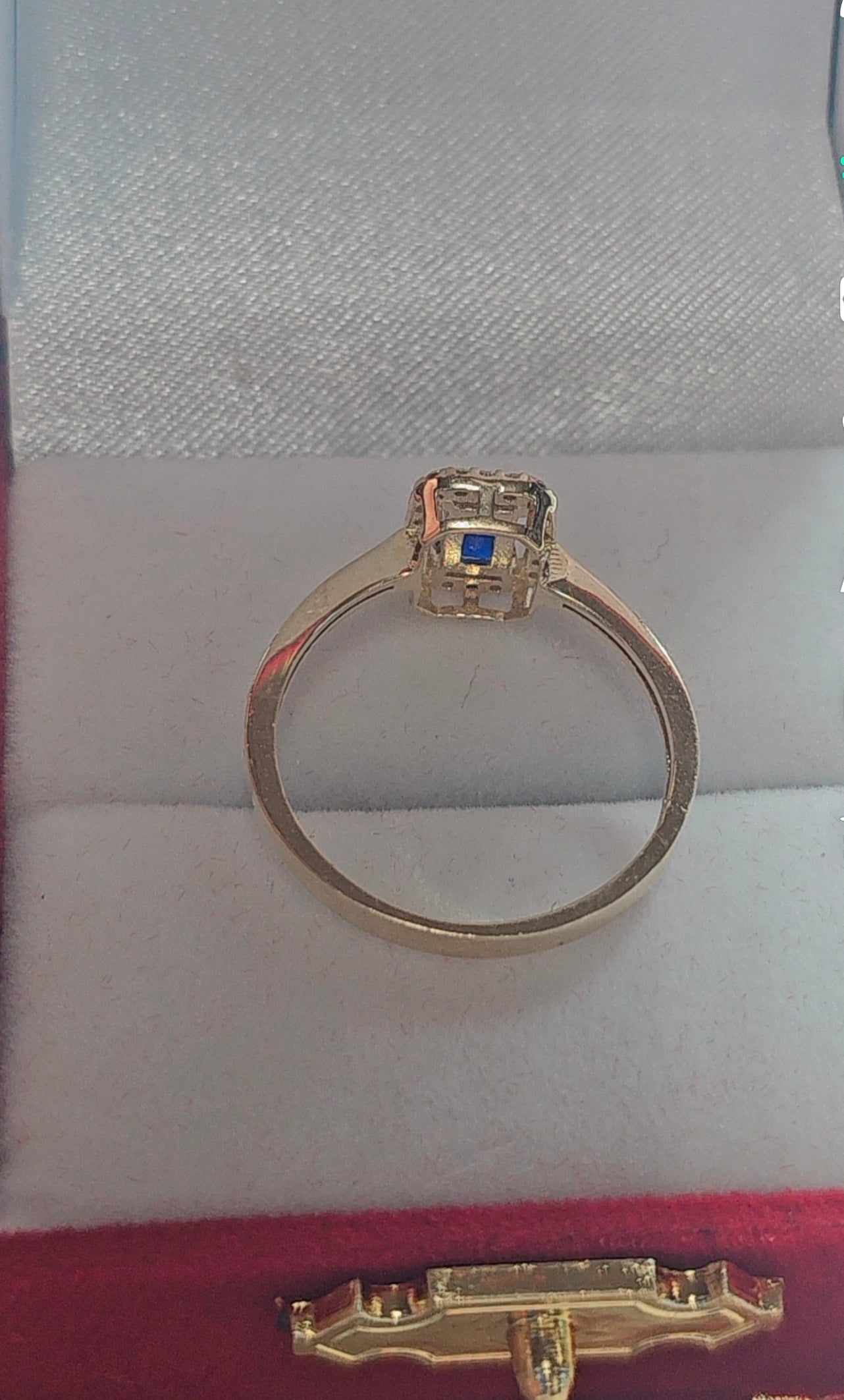 14K Gold Emerald-Cut Blue CZ Halo Ring - Anillo Oro 14k Solido #7.5