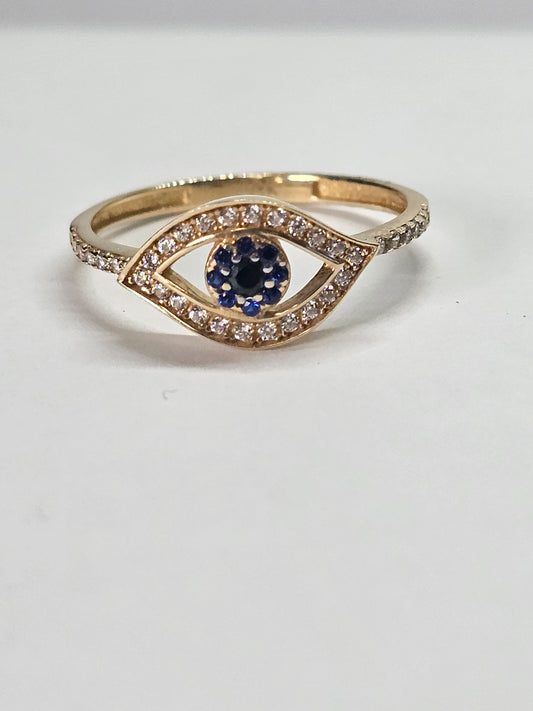 Anillo ojo turco de 14k