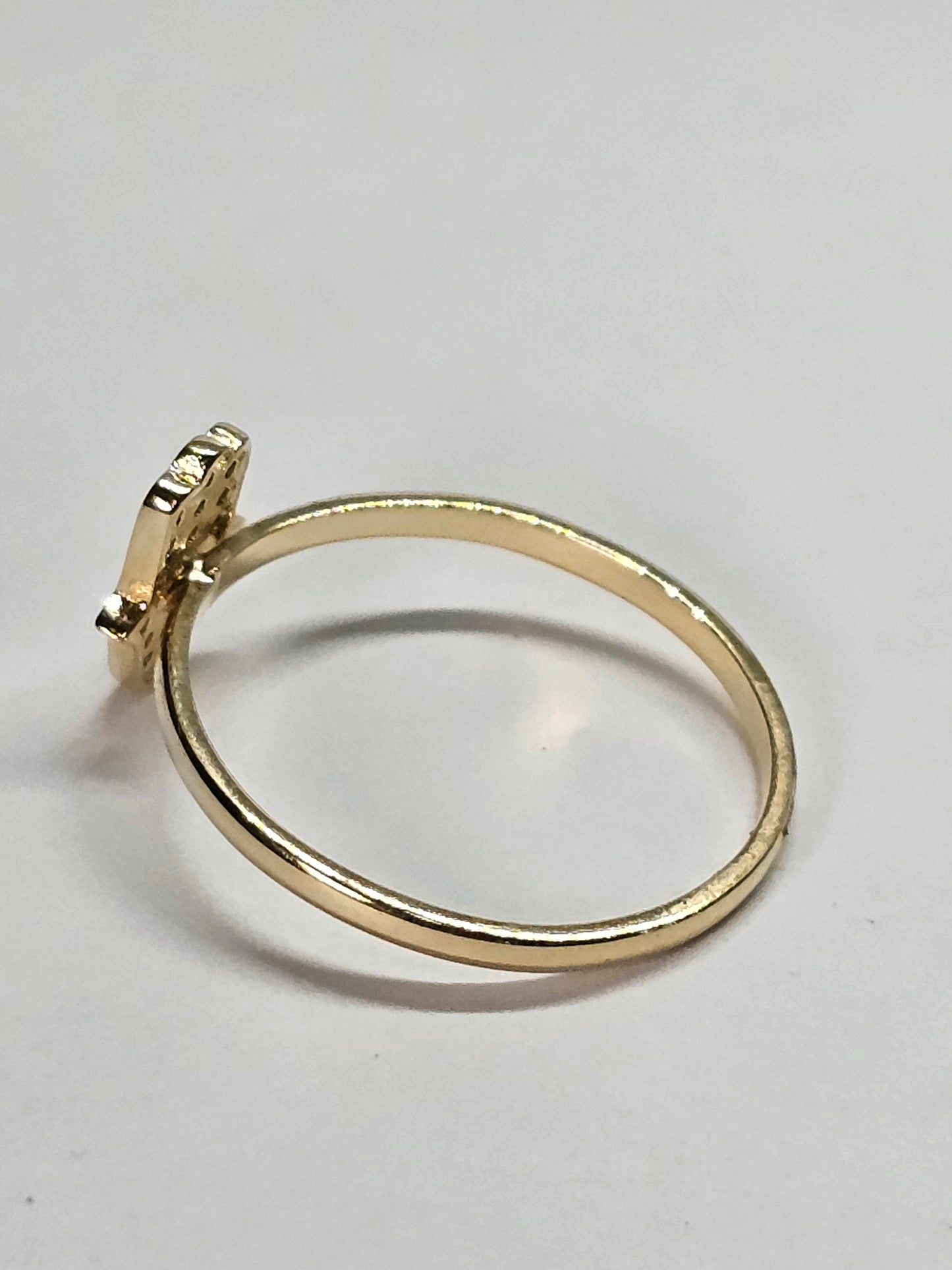 14K Gold Hamsa CZ Accent Ring - Anillo Manita de Fatima 14k