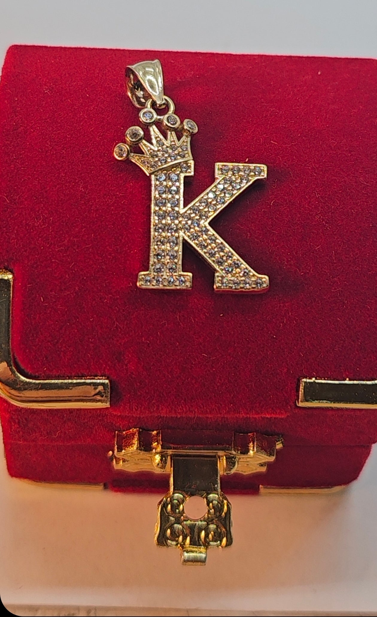 Letter 'K' Pendant 14k Gold - Dige Inicial 'K' Oro 14k CZ