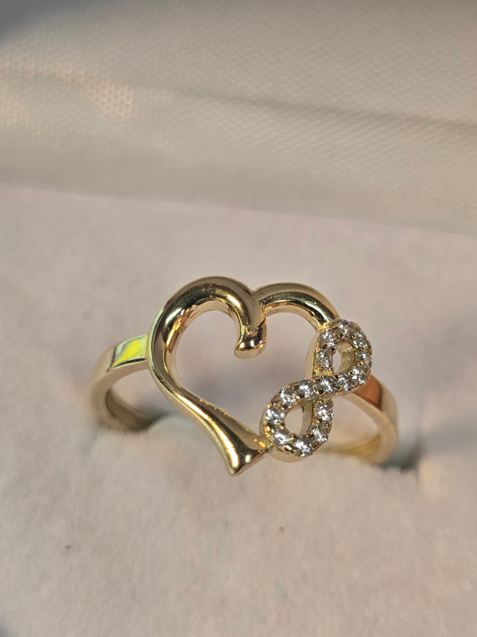 14K Gold Infinity w/Love Ring - Anillo Love con Infinito de 14k