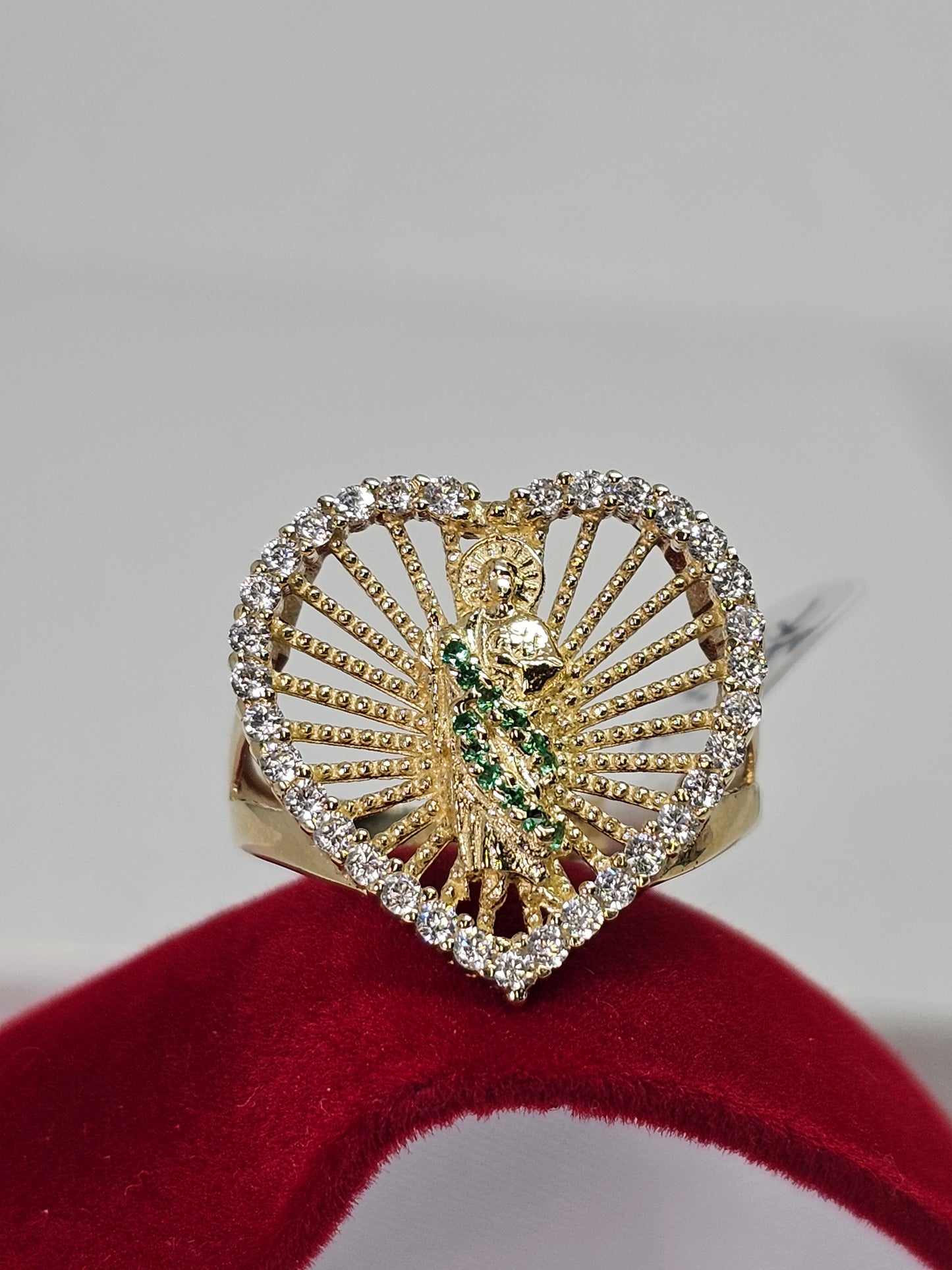 10K Gold Saint Jude Heart Ring - Anillo San Judas Tadeo 10k