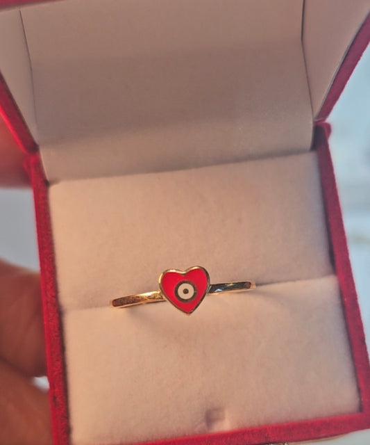 Anillo Corazón Ojito 14K