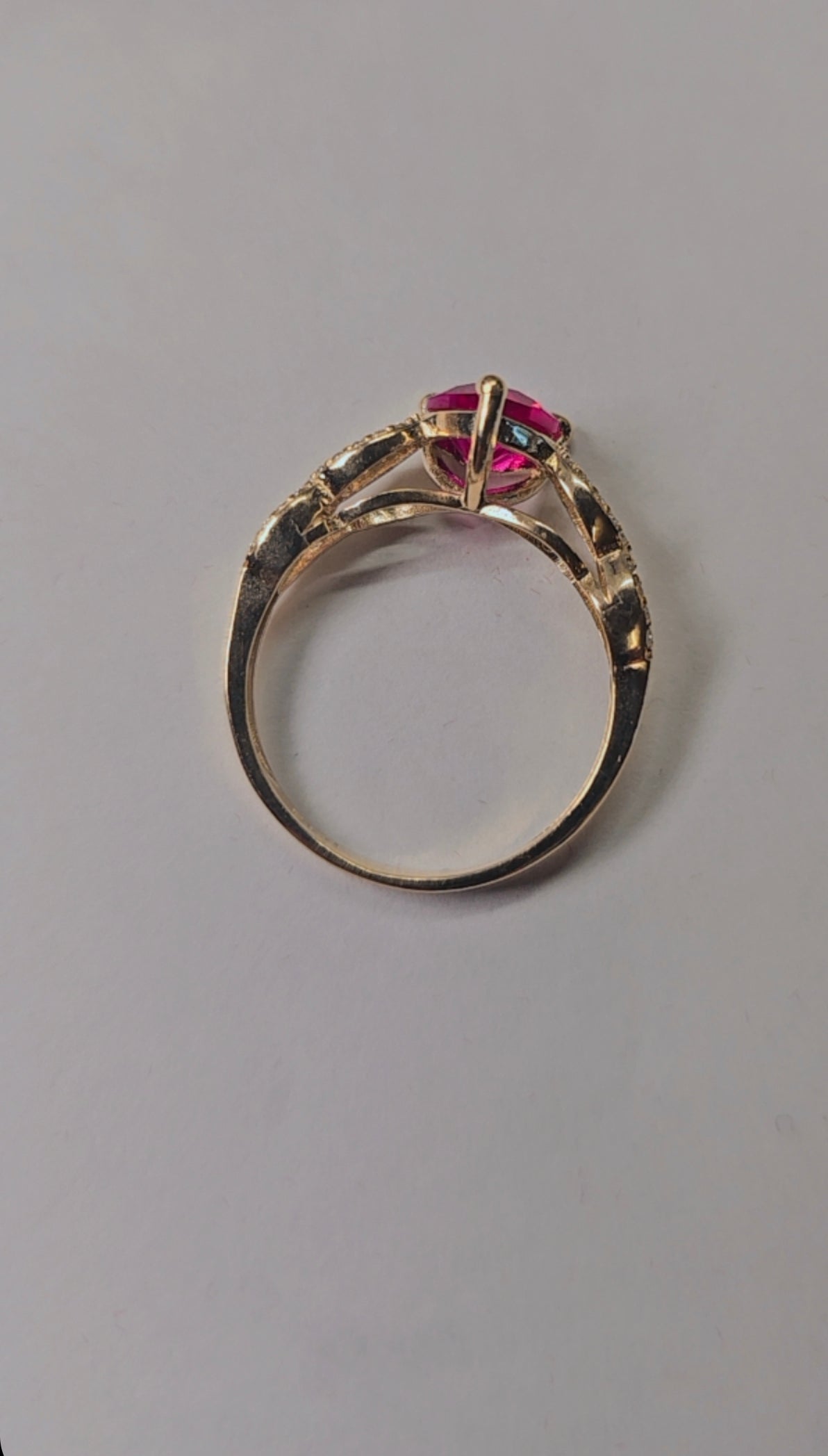 14K Gold Heart CZ Ring w/Infinity Band - Anillo Corazón Infinito 14K