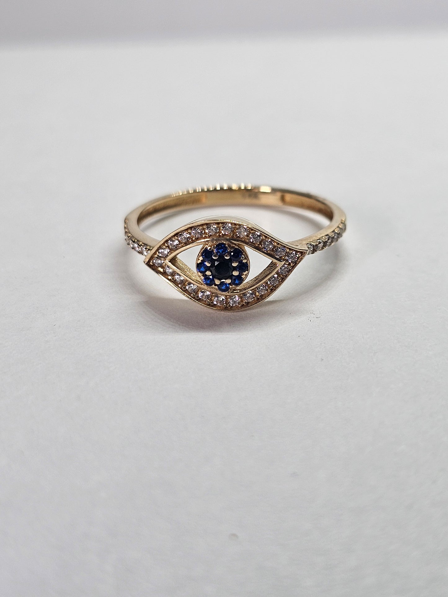 14K Gold Turkish Eye Ring - Anillo ojo turco de 14k