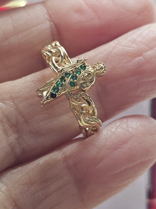 Anillo San Judas Oro 14k Tejido Chino #7