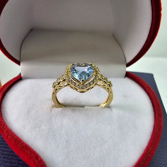 Anillo 14k Oro Amarillo Corazón Marzo 8.5