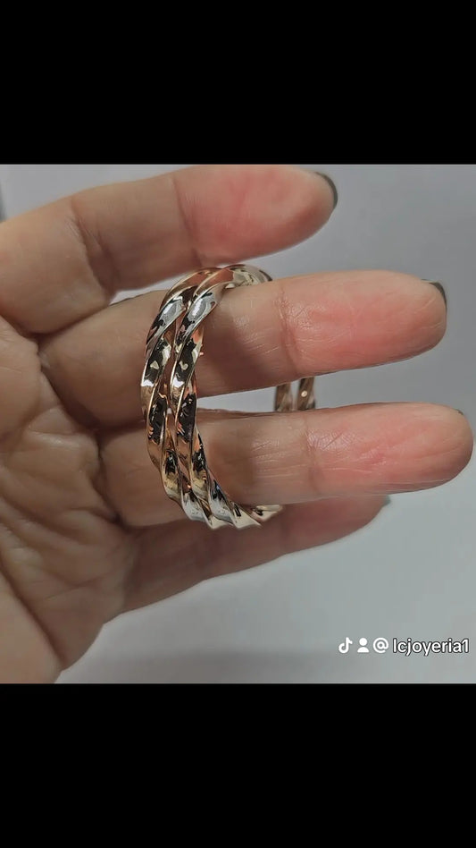 Arracadas 3 tonos 14k oro