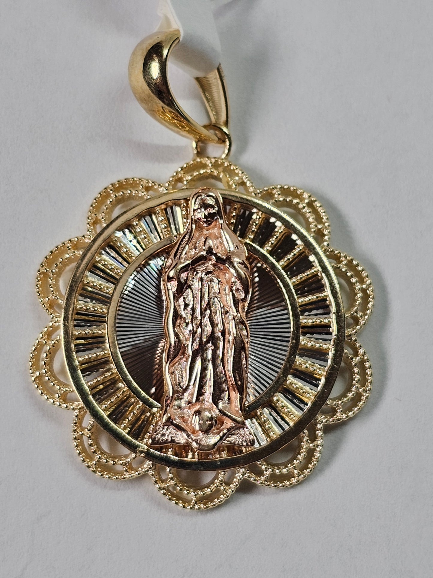 14K Gold Virgin Mary Pendant - Dige Virgen de Guadalupe 14K