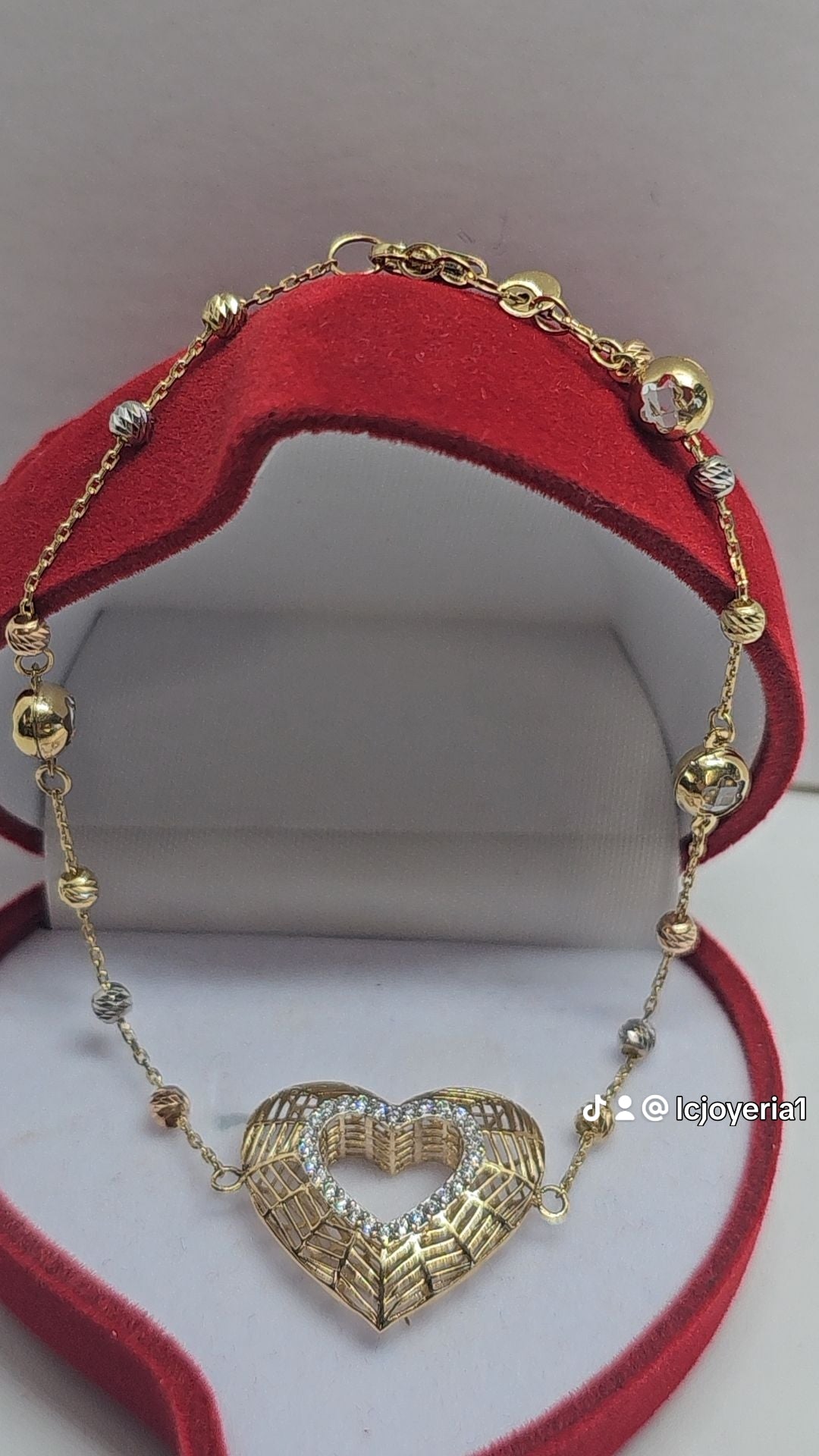 14K Gold Heart Bracelet - Brazalete 14k Corazón