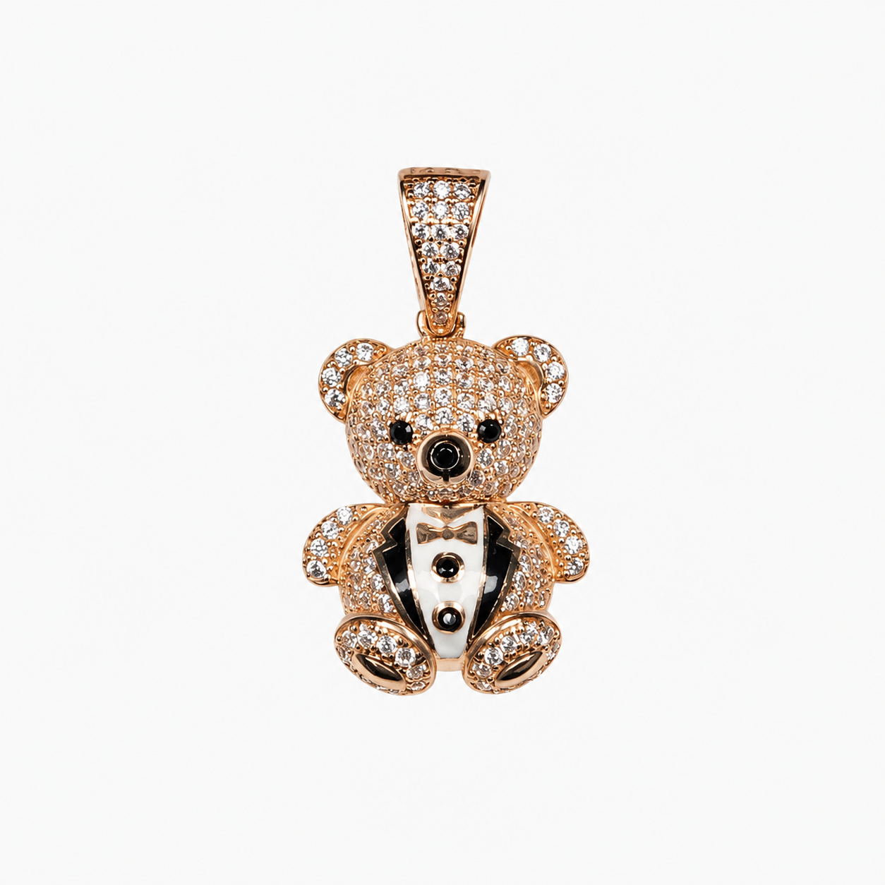 14K Yellow Gold Tuxedo Teddy Bear Pendant