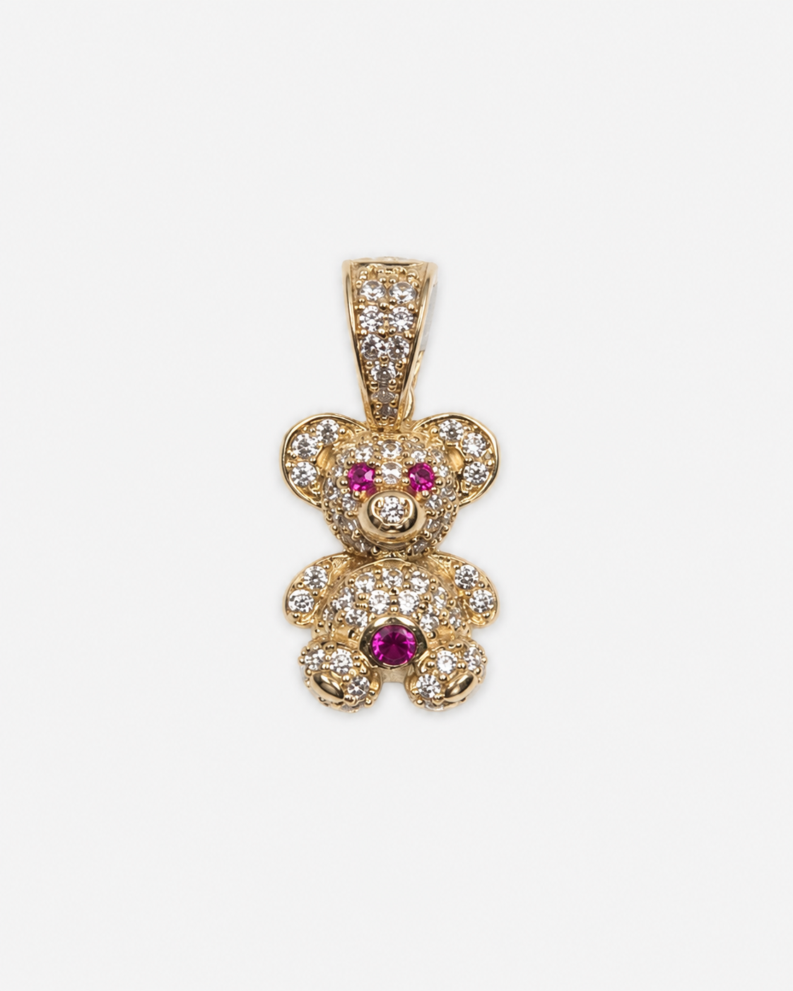 14K Yellow Gold Petite Multicolor Teddy Bear Pendant