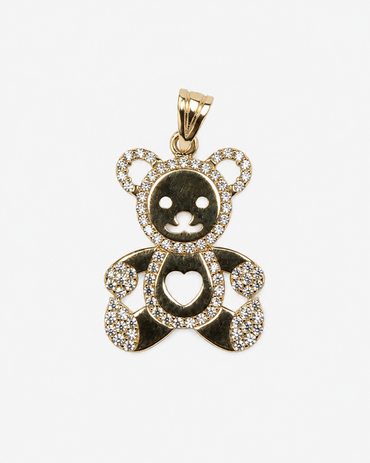 14K White Gold Openwork Teddy Bear Pendant