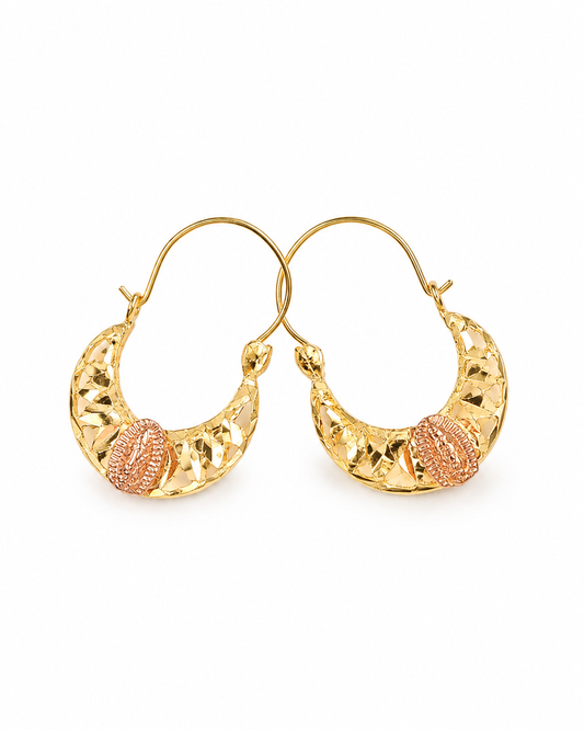 14K Two-Tone Diamond-Cut Virgen de Guadalupe Hoop Earrings