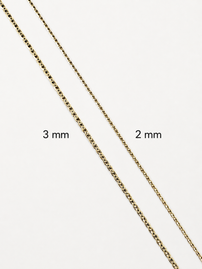 14K Yellow Gold Diamond-Cut Marquise Link Chain – 2 mm