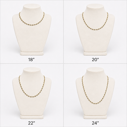 14K Yellow Gold Diamond-Cut Marquise Link Chain – 2 mm