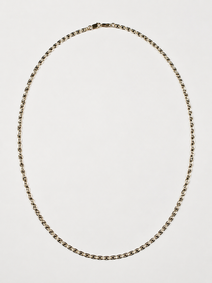 14K Yellow Gold Diamond-Cut Marquise Link Chain – 3 mm